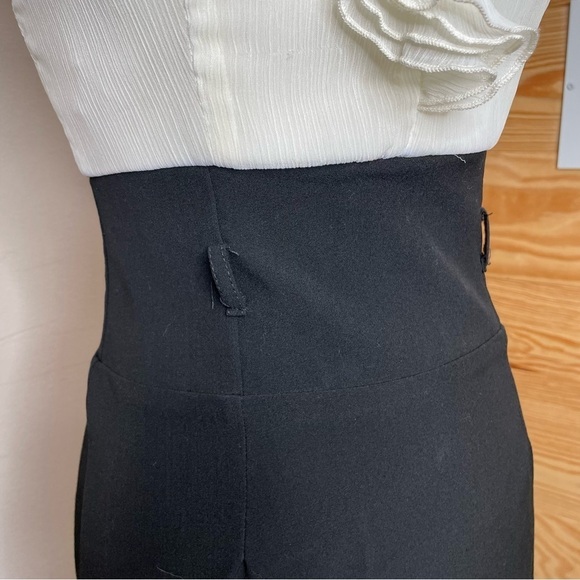 Aqua Black White Spaghetti Strap Ruffle Top Mini Dress Small NWT - Picture 4 of 10